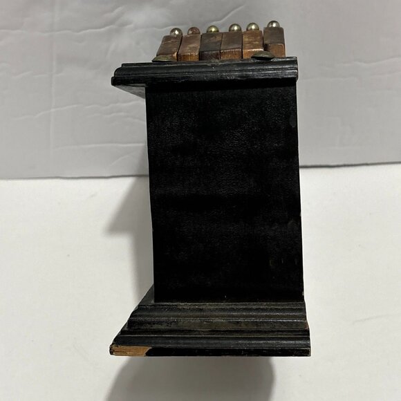 Vintage Wooden Clock Cork Coaster Set Holder 6 Piece Brown Wood Cup 5" - Picture 6 of 16